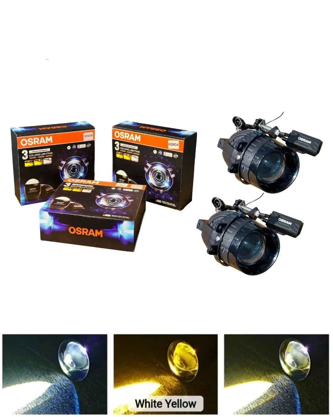OSRAM Projector Lights 3 Colour Premium Quality — LED & Lighting for cars in Pakistan