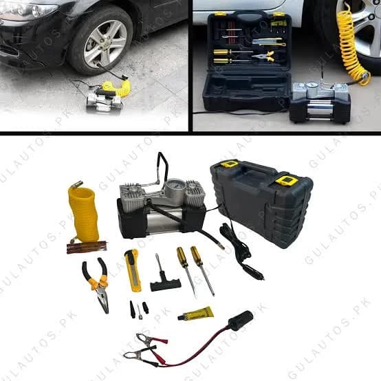 Air Compressor Dual Cylinder Full Kit With Box Auto Inflator Pump — Emergency & Safety for cars in Pakistan