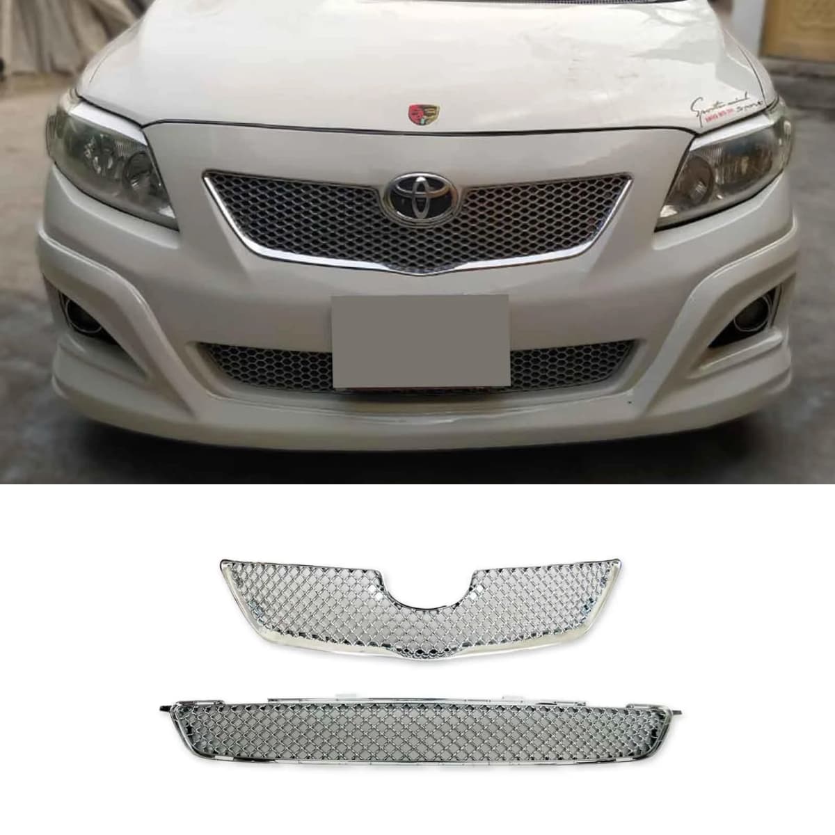Toyota Corolla 2008-2011 Front Chrome Grilles Set Unpainted Steel — Front Grilles for cars in Pakistan