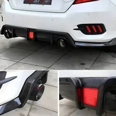 Honda Civic X 2016-2021 Rear Bumper Diffuser Gloss Black with LED — Body Kits & Extensions for cars in Pakistan