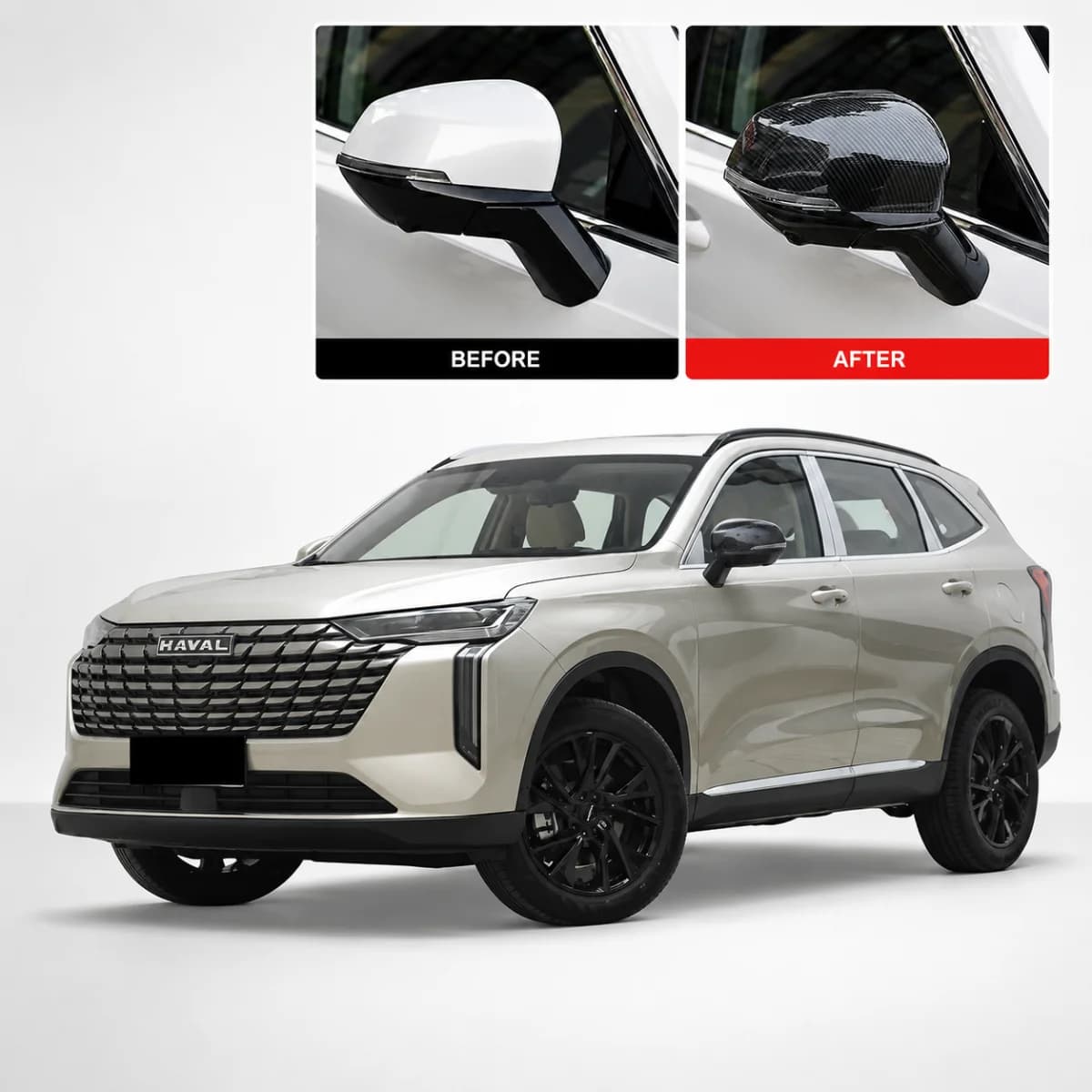 Haval H6 Batman Style Side Mirror Cover — Carbon Fiber Accessories for cars in Pakistan