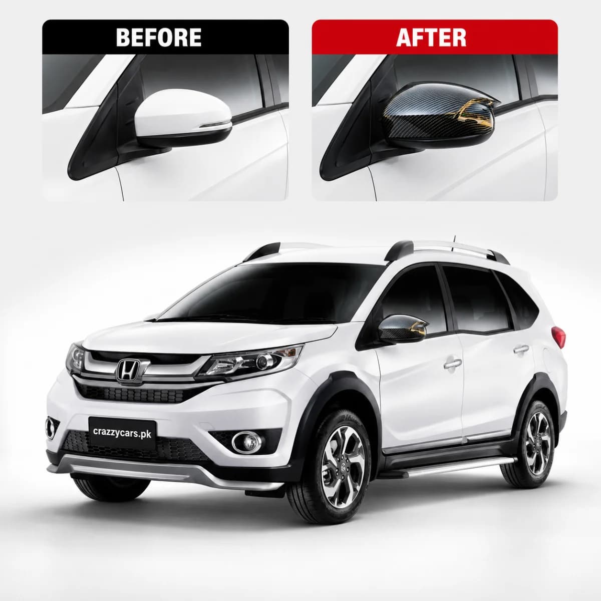 Honda BR-V Batman Style Side Mirror Cover Carbon Fiber — Carbon Fiber Accessories for cars in Pakistan