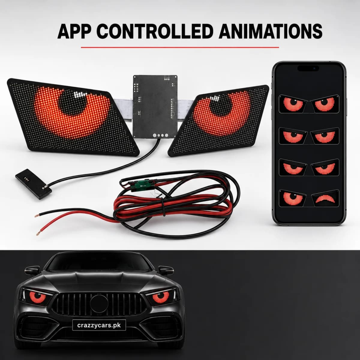 Universal Car Digital Eyes LED Panel Lights — SOS & Flasher LED Lights for cars in Pakistan