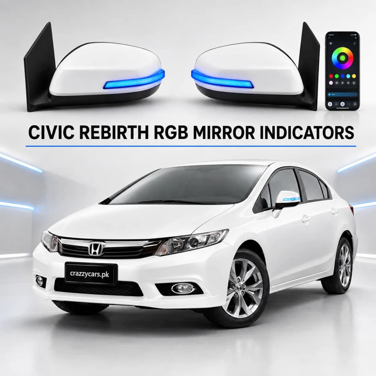 Civic Rebirth Side Mirror RGB Indicator — LED & Lighting for cars in Pakistan