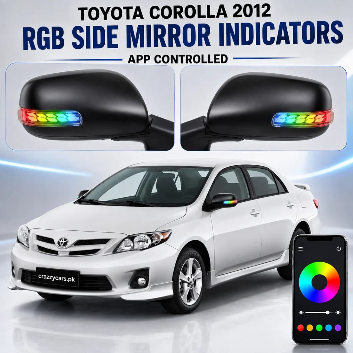 Toyota Corolla 2009-2014 RGB Side Mirror Indicator Dragon Style — Multimedia Steering Controls for cars in Pakistan