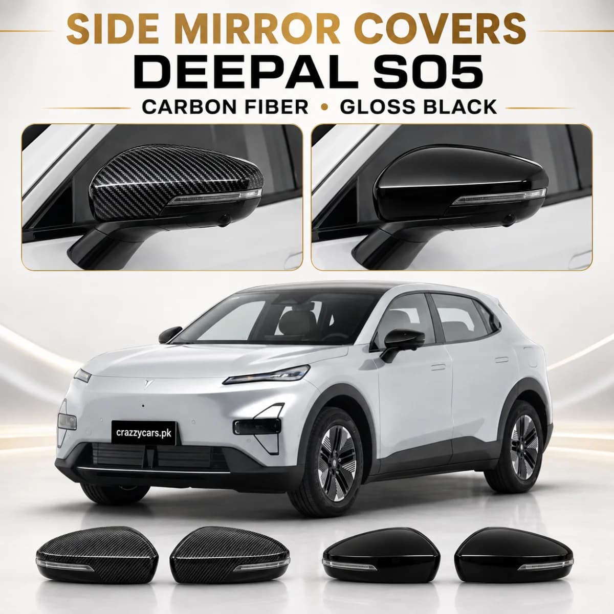 Deepal S05 Batman Style Side Mirror Covers — Carbon Fiber Accessories for cars in Pakistan