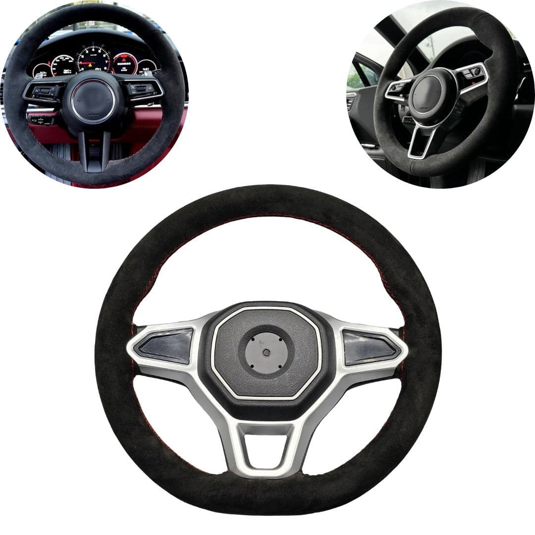 Universal Hand Sewing Top Alcantara Steering Wheel Cover 1 Pc (Black) — Car Care & Cleaning for cars in Pakistan