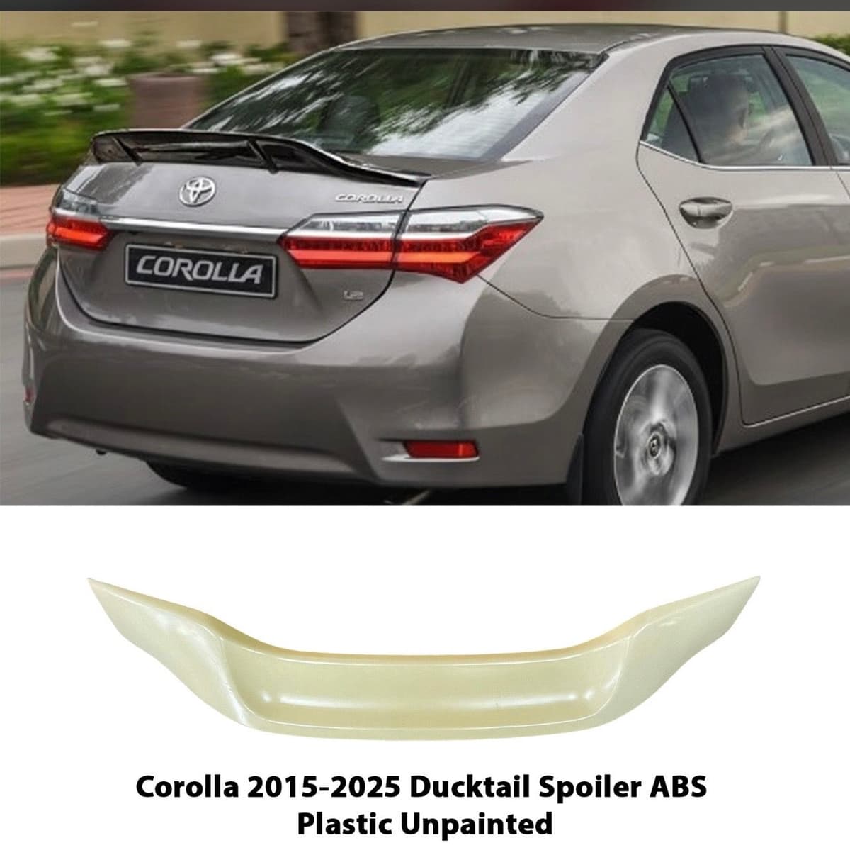 Toyota Corolla 2015-2023 Ducktail Trunk Spoiler ABS Unpainted — Spoilers & Diffusers for cars in Pakistan
