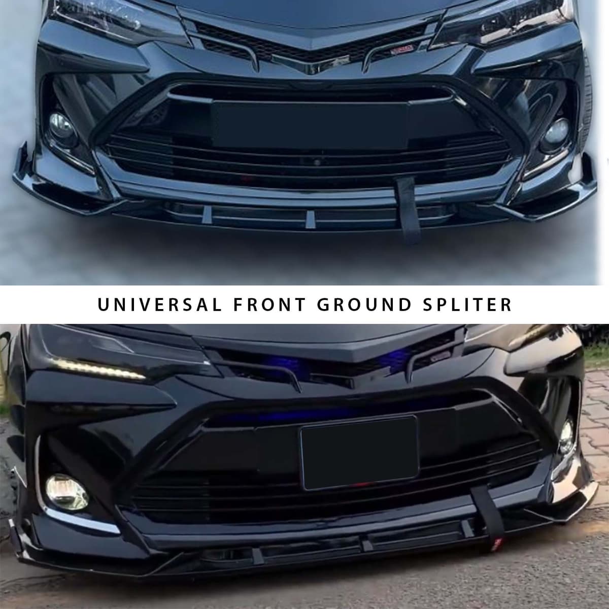 Universal 3-Piece Front Bumper Splitter Ground Style ABS — car accessories for cars in Pakistan
