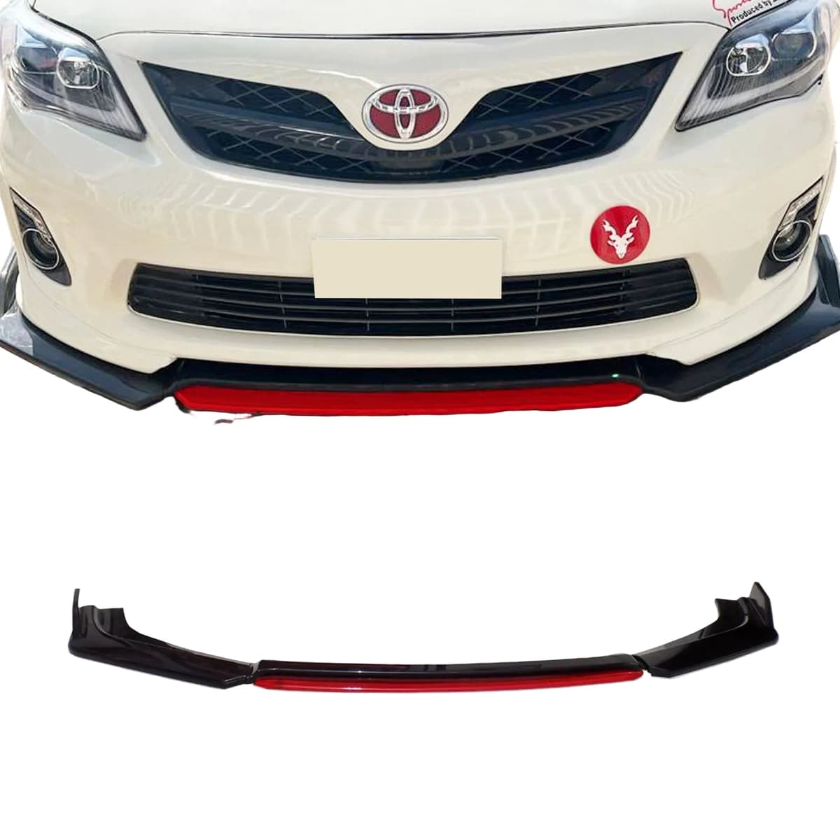Toyota Corolla 2009-2014 Sportline Front Splitter Canards Red Black — Toyota Corolla E140 (2009–2014) accessories for cars in Pakistan