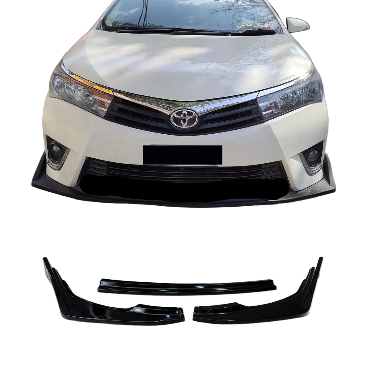 Toyota Corolla 2015-2017 Front Splitter Gloss Black Canard 3PCS — car accessories for cars in Pakistan