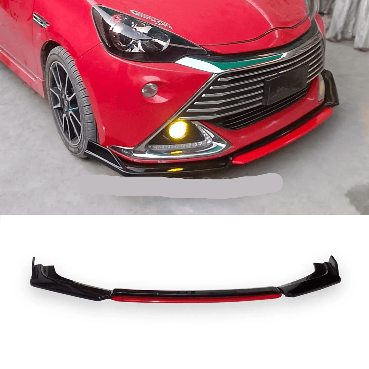 Toyota Aqua 2022-2024 Sportline Front Splitter Canards Red Black — car accessories for cars in Pakistan