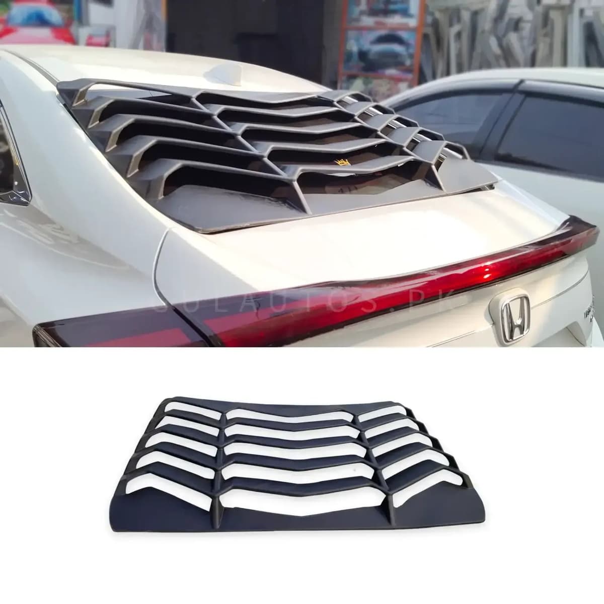 Honda Civic X 2016-2021 Back Mirror Rack Louver Fibreglass — Quarter Window Louvers for cars in Pakistan