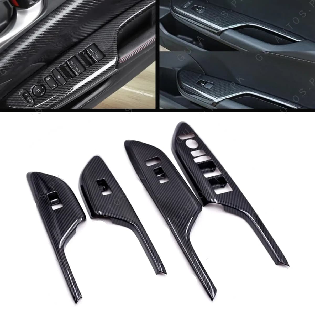Honda Civic X 2016-2021 Carbon Door Window Switch Covers — Honda Civic X (2016–2021) accessories for cars in Pakistan
