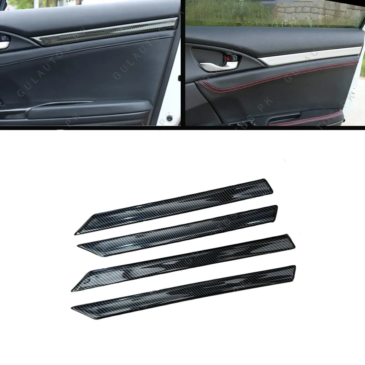Honda Civic X 2016-2021 Carbon Inner Door Trims 4PCS — Honda Civic X (2016–2021) accessories for cars in Pakistan