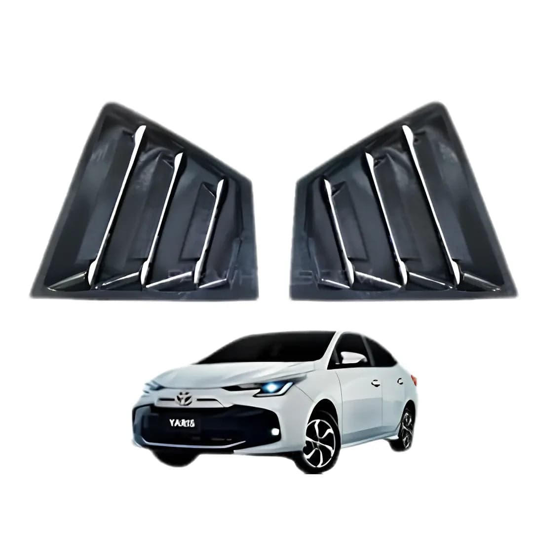 Toyota Yaris 2020-2026 Window Quarter Louver Covers – Gloss Black — Quarter Window Louvers for cars in Pakistan