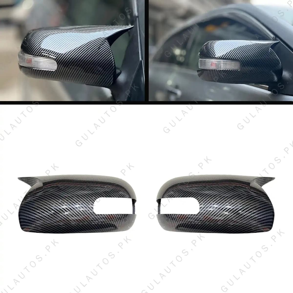 Toyota Corolla E140 2009–2012 Carbon Style Side Mirror Cover (Pair) — Side Mirror Covers for cars in Pakistan