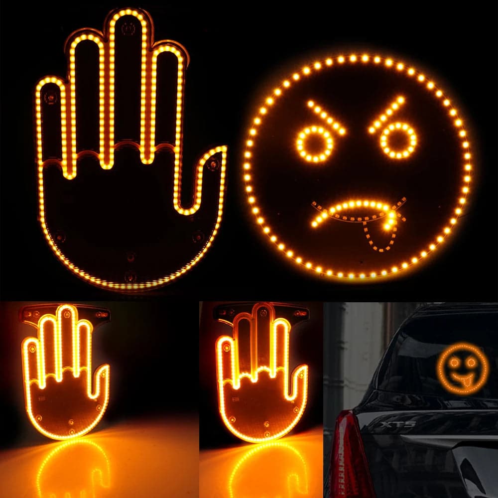 Funny Window Hand Gesture LED Light – Car Rear — LED & Lighting for cars in Pakistan