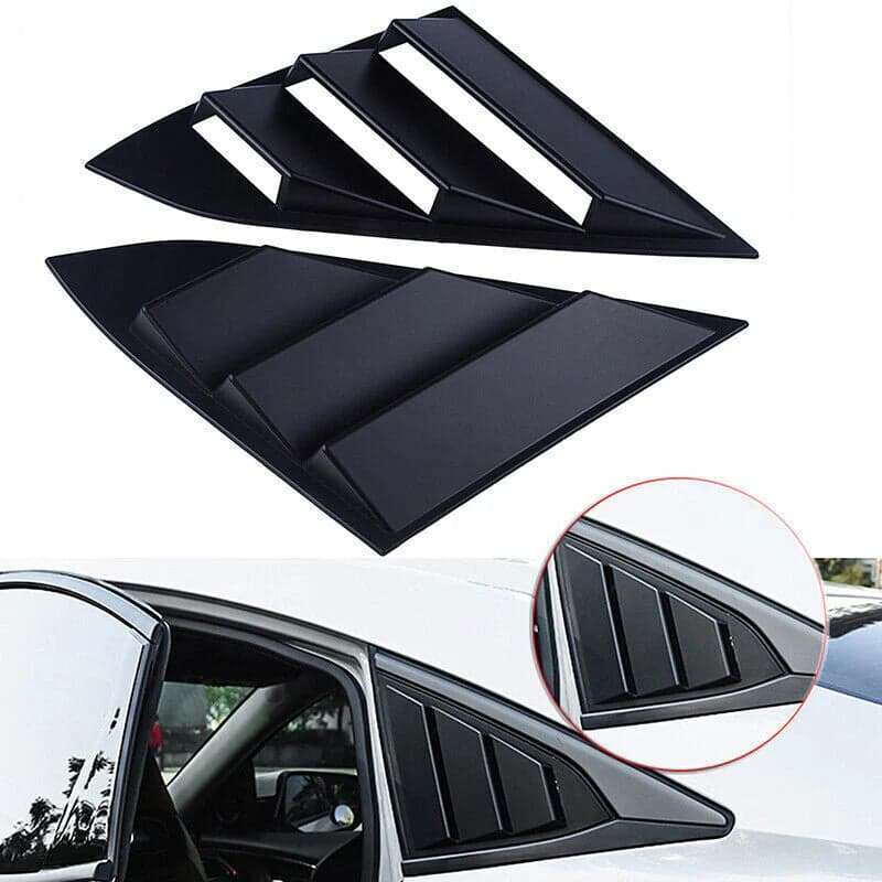 Honda Civic X 2016–2021 Side Window Quarter Louver Covers – Black — Quarter Window Louvers for cars in Pakistan