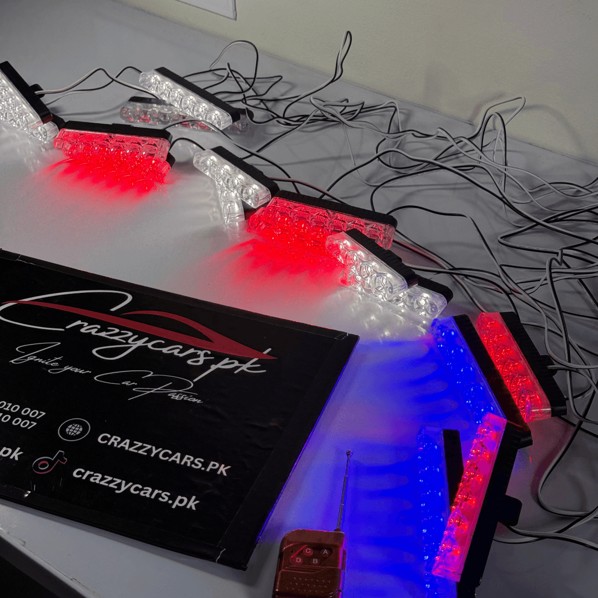 Grill LED Police Light Red Blue Emergency Strobe — SOS & Flasher LED Lights for cars in Pakistan