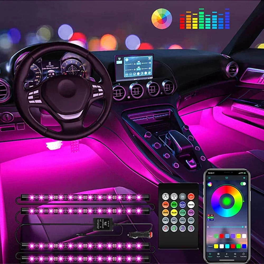 Car RGB Atmosphere Light – Interior Footwell LED Lights 4 PCS — Interior Lights for cars in Pakistan