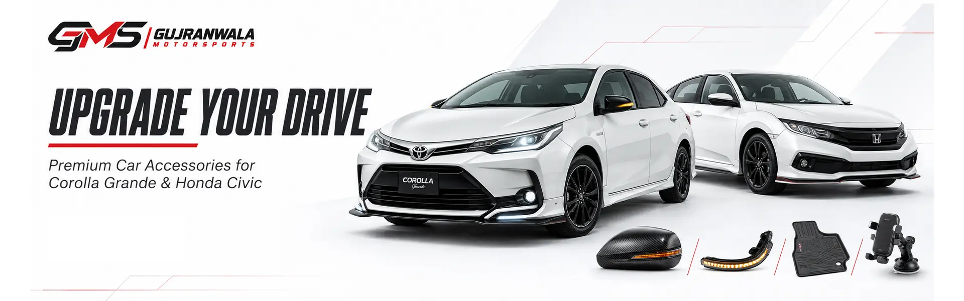 Upgrade Your Drive — premium car accessories for Corolla Grande and Honda Civic